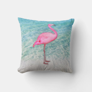 Modern chic för rosa strand för Flamingo tropisk Kudde
