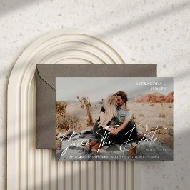 Modern Chic Foto Långt datum Spara datumvit Inbjudningar