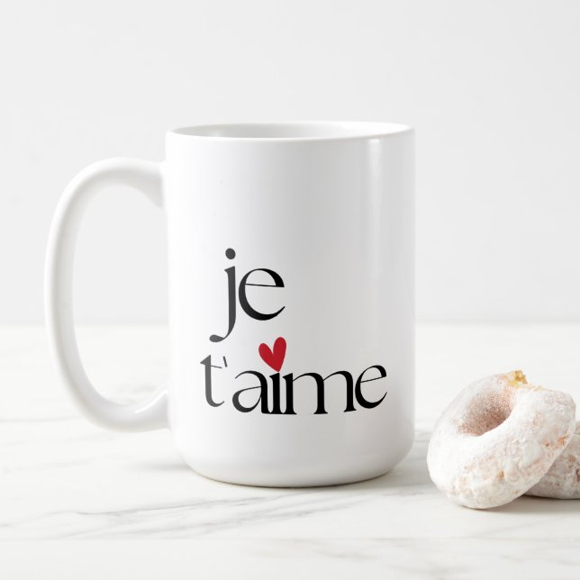 Modern Chic Fransk Je T'aime I kärlek du Kaffemugg (Med munk)