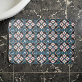 Modern Chic Geometric Blommigt Monogram Mönster Badrumsmatta