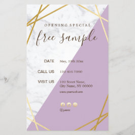 Modern Chic Geometric Guld Marble Lavender 5.5x8.5 Flygblad