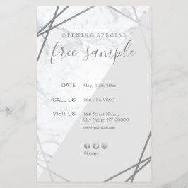 Modern Chic Geometric Marble Silver 5.5x8.5 Flygblad