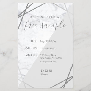 Modern Chic Geometric Marble Silver 5.5x8.5 Flygblad