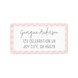 Modern Chic Gingham Pastel  Rosa Adress Adressetikett