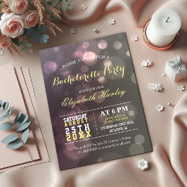 Modern Chic Glitter Bokeh Bachelorette Party Inbjudningar