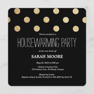 Modern Chic Glitter Guld Black Houseuppvärmning Pa Inbjudningar