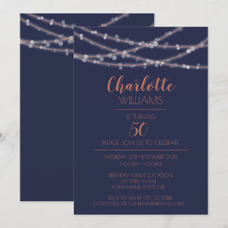 Modern Chic Glow String Ljus 50:e födelsedagen Inbjudningar
