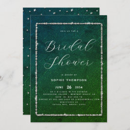 Modern Chic Gnistra Glitter Emerald Möhippa Inbjudningar