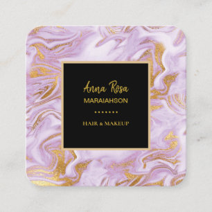 *~* Modern Chic Gold Foil Veins Lavender Marble Fyrkantigt Visitkort