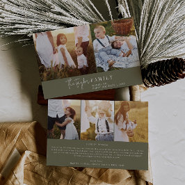 Modern Chic Grönt Family Photo Collage Newsletter Julkort