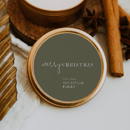 Modern Chic | Grönt God jul Helgdag Gift Runt Klistermärke