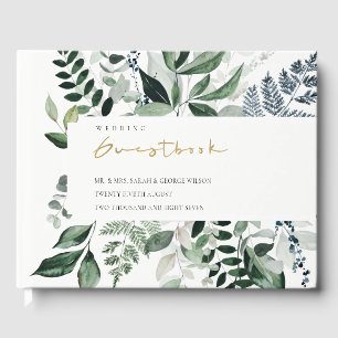 Modern Chic Grönt Leafy Tropical Foliage Bröllop Gästböcker