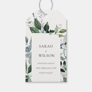 Modern Chic Grönt Leafy Tropical Foliage Bröllop Presentetikett