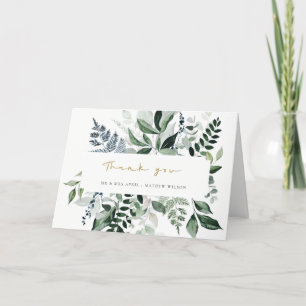 Modern Chic Grönt Leafy Tropical Foliage Bröllop Tack Kort