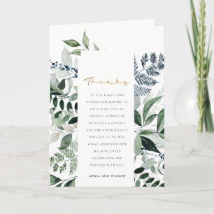 Modern Chic Grönt Leafy Tropical Foliage Bröllop Tack Kort