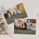 Modern Chic | Grönt Photo Collage News Julkort<br><div class="desc">Det här moderna grönten för fotokollage av julnyheter är helgdag för perfektens snyggt som Julhälsningar. Den här enkla boho-designen har klassisk sofistikerad kalligrafi i oliv grönt och vitt. Anpassa kortet med 5 foton (2 på framsidan och 3 på baksidan), din familj namn, första namn och året. Inkludera ett valfritt år...</div>