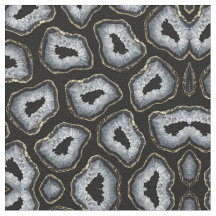Modern Chic Guld Black White Agate Geode Stones Tyg