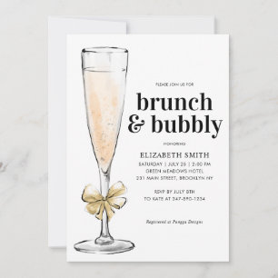 Modern Chic Guld Brunch och Bubly Möhippa Inbjudningar