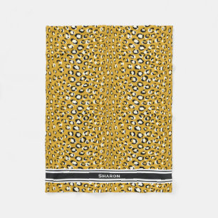 Modern chic guld gepard tryck mönster monogram fleecefilt