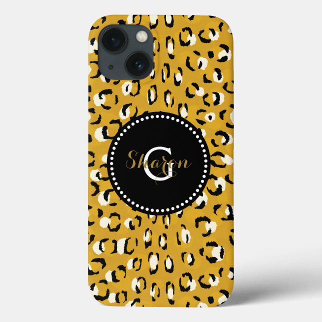 Modern chic guld gepard tryckmönster monogram (Baksida)