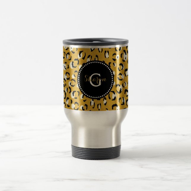 Modern chic guld gepard tryckmönster monogram resemugg (Center)
