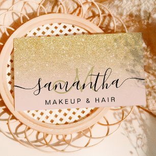 Modern chic guld glitter, makeup-hår visitkort