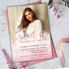 Modern chic guld glitter ro foto 16 inbjudningar
