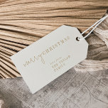 Modern Chic | Guld God jul Family Helgdag Presentetikett<br><div class="desc">Dessa moderna märkre för familjegåvor från guld God jul i chic är perfekt för en helgdag i snyggten. Den här enkla boho-designen har en klassisk,  sofistikerad kalligrafi i vintage guld och kräm. Anpassa dem med ditt namn.</div>