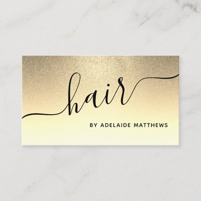 Modern Chic Guld Hair Salon Hairstylist Glitter Visitkort (Framsida)
