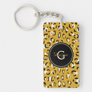 Modern chic guld- monogram för cheetahtryckmönster