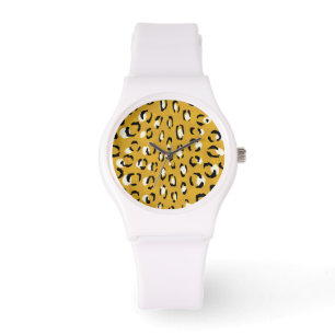 Modern chic guld- monogram för cheetahtryckmönster armbandsur