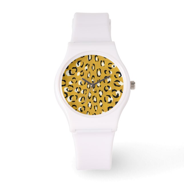 Modern chic guld- monogram för cheetahtryckmönster armbandsur (Framsida)