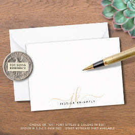 Modern Chic Guld Monogram Initialer - minimalt Anteckningskort