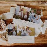 Modern Chic | Guld Photo Collage News Julkort<br><div class="desc">Det här moderna guld-fotosamlingskortet för julnyheter i chic är den perfekt snyggt som Julhälsningar. Den här enkla boho-designen har en klassisk, sofistikerad kalligrafi i vintage guld och kräm. Anpassa kortet med 5 foton (2 på framsidan och 3 på baksidan), din familj namn, första namn och året. Inkludera ett valfritt år...</div>
