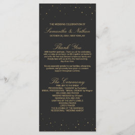 Modern Chic Guld Specklad på Black Bröllopsprogram Program