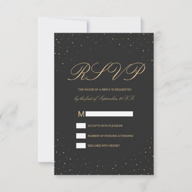 Modern Chic Guld Specklad på Black OSA Kort (Framsida)