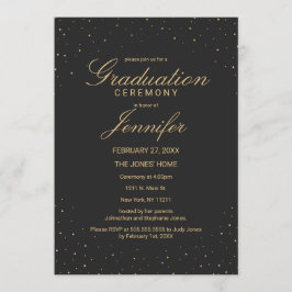 Modern Chic Guld Specklad på Svarta Studenten Inbjudningar