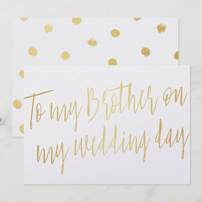Modern chic guld "Till min bror på min bröllopsdag Inbjudningar (Fram/baksida)