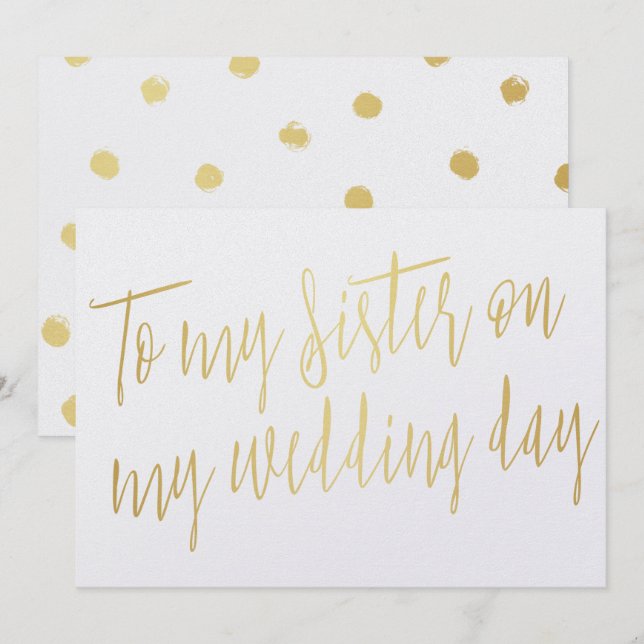 Modern Chic Guld "Till min syster på min bröllopsd Inbjudningar (Fram/baksida)