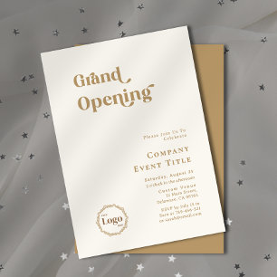 Modern Chic Guld Typography Grand Open Company Inbjudningar
