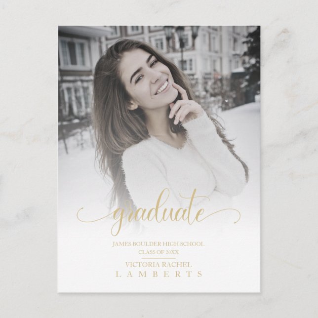 Modern Chic Guld Typography Script Student School Vykort (Framsida)