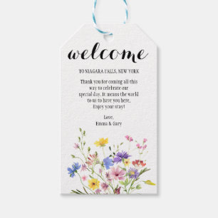 MODERN CHIC GULT BLUE ROSA VILD FLOWERS BOUQUET PRESENTETIKETT
