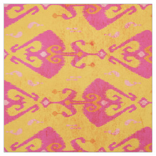 Modern chic gult rosa ikat mönster tyg