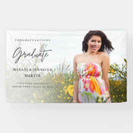 Modern Chic H Photo 2 Student Banner - White