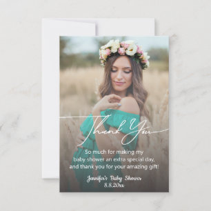 Modern Chic Handskriven Baby Shower Foto Tack Kort