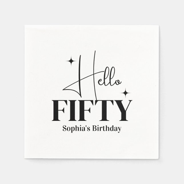 Modern Chic Hello Fifty 50-års födelsedag Anpassad Pappersservett (Framsidan)