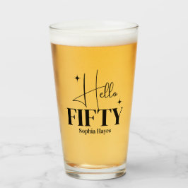 Modern Chic Hello Fifty 50-årsdag Anpassad Glaskopp