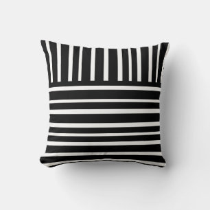 Modern chic hemdecstron fet svart och vitt rand kudde
