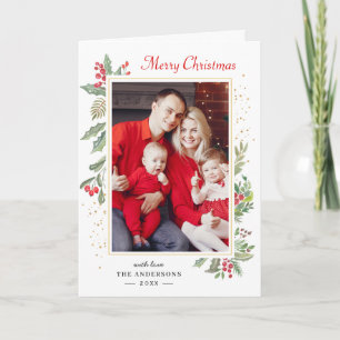 Modern Chic Holly Berries God jul Foto Helgkort