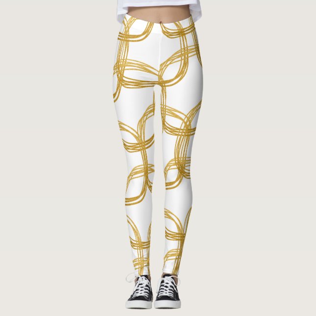 Modern Chic i Skrivcirklar i Guld Välj valfri Färg Leggings (Framsida)